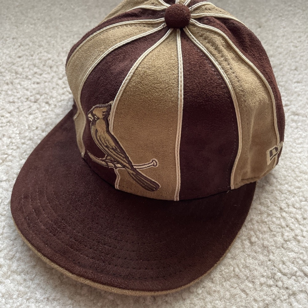 St Louis Cardinals Hat New Era Fitted 7 1/8 Tan Brown Rare Excellent Preowned